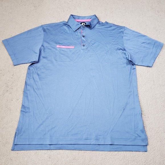 FootJoy Other - Footjoy FJ Polo Shirt Mens Large L Blue Pink Short Sleeve Golf Preppy Casual